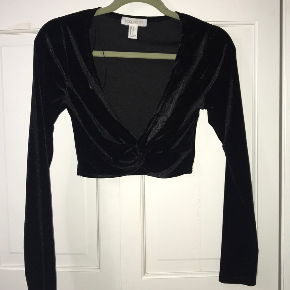 Velvet black crop top